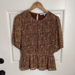 Collective Concepts Brown Floral Blouse